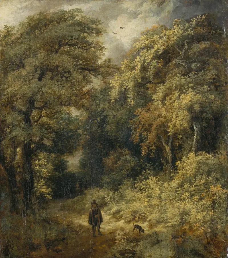 Skogsstig med promenerande människor av Jacob van Ruisdael