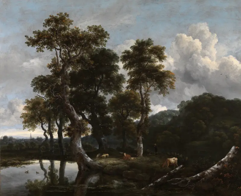 Große Baumgruppe am Wasser von Jacob van Ruisdael