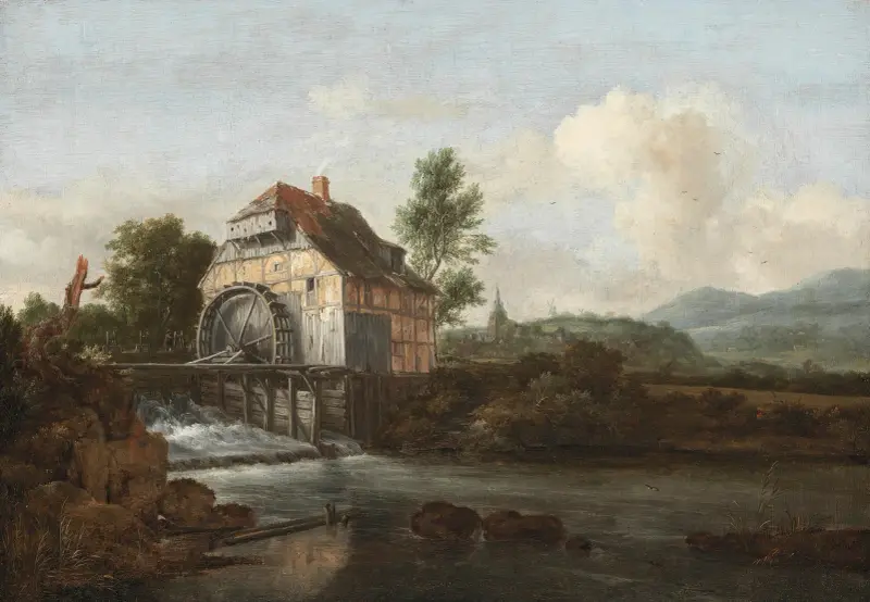 Landskap med vattenkvarn av Jacob van Ruisdael