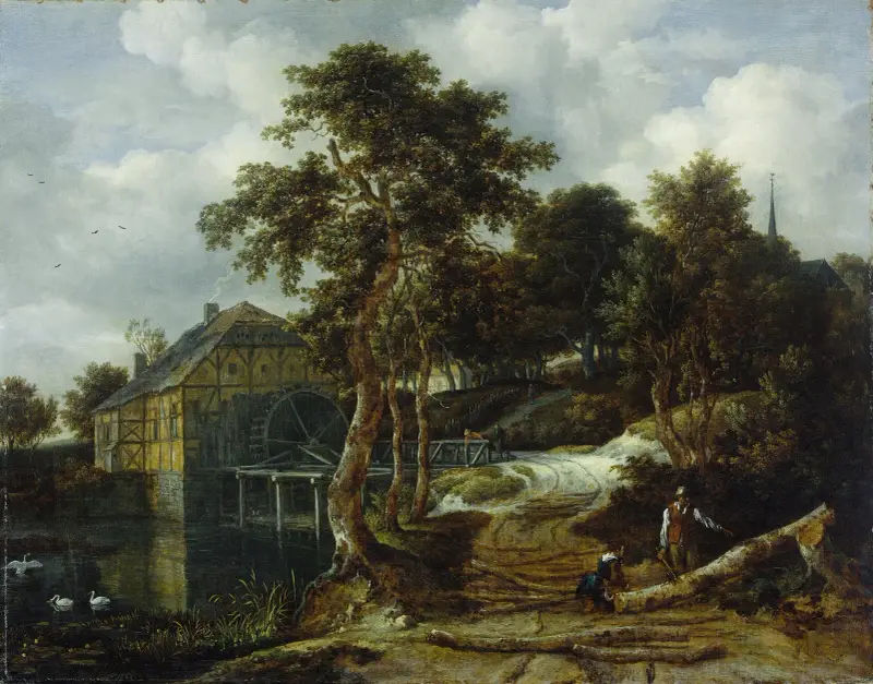 Landskap med vattenkvarn av Jacob van Ruisdael