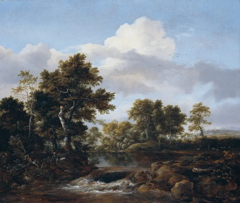 Skogslandskap med bäck av Jacob van Ruisdael