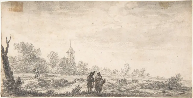 Landschaft mit zwei Figuren im Gespräch von Salomon van Ruysdael