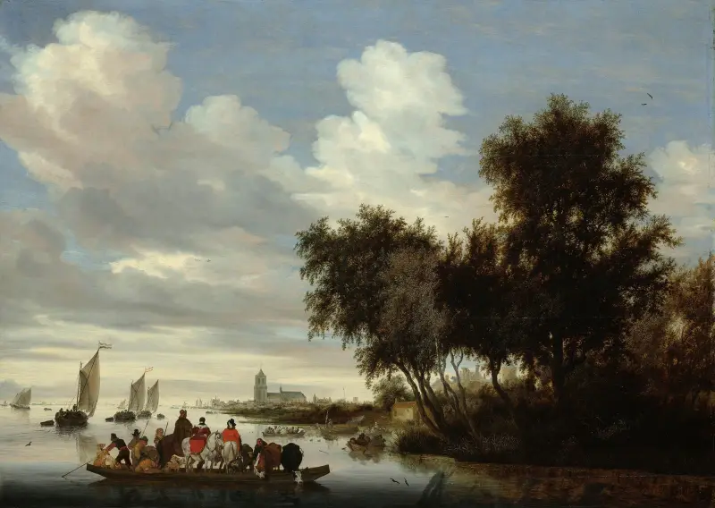 Říční krajina s přívozem, 1649, Salomon van Ruysdael