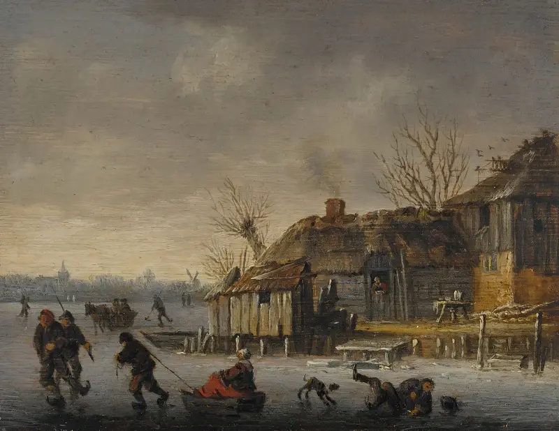Winterlandschaft mit Schlittschuhläufern von Salomon van Ruysdael
