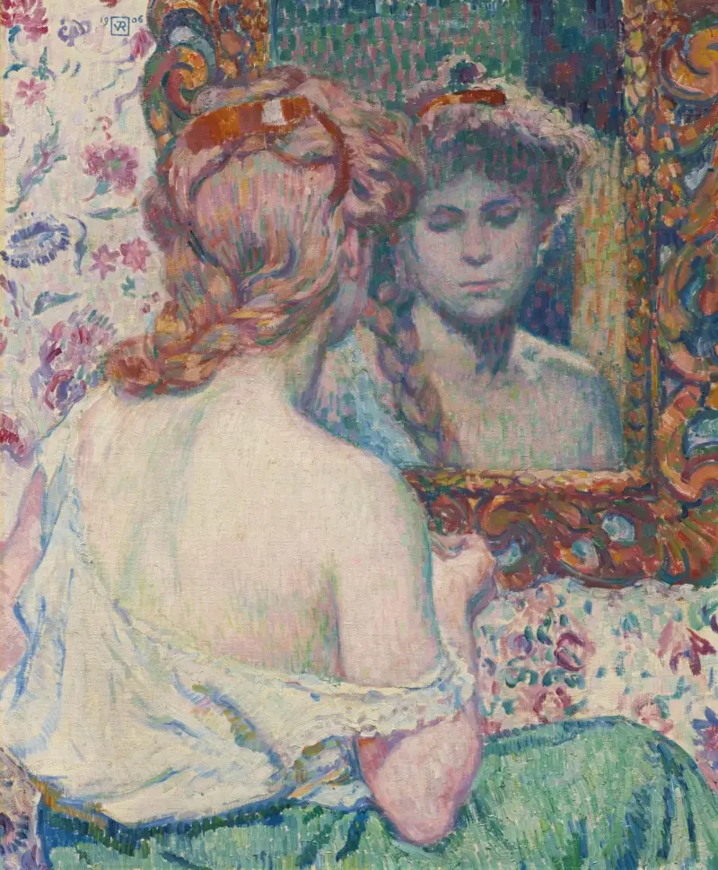 Kvinna vid spegeln av Theo van Rysselberghe