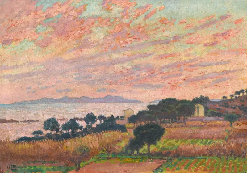 Viken i solnedgång (Saint Clair) av Theo van Rysselberghe