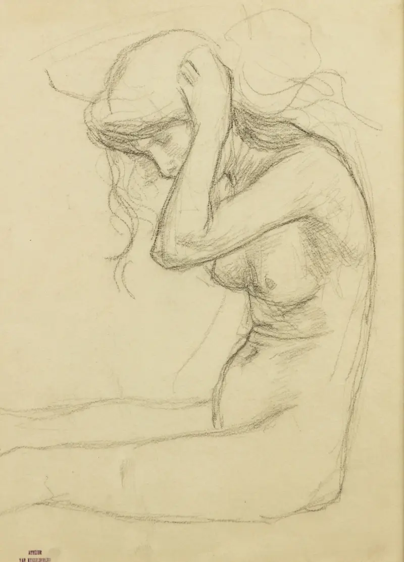Nu de profil, se coiffant av Theo van Rysselberghe