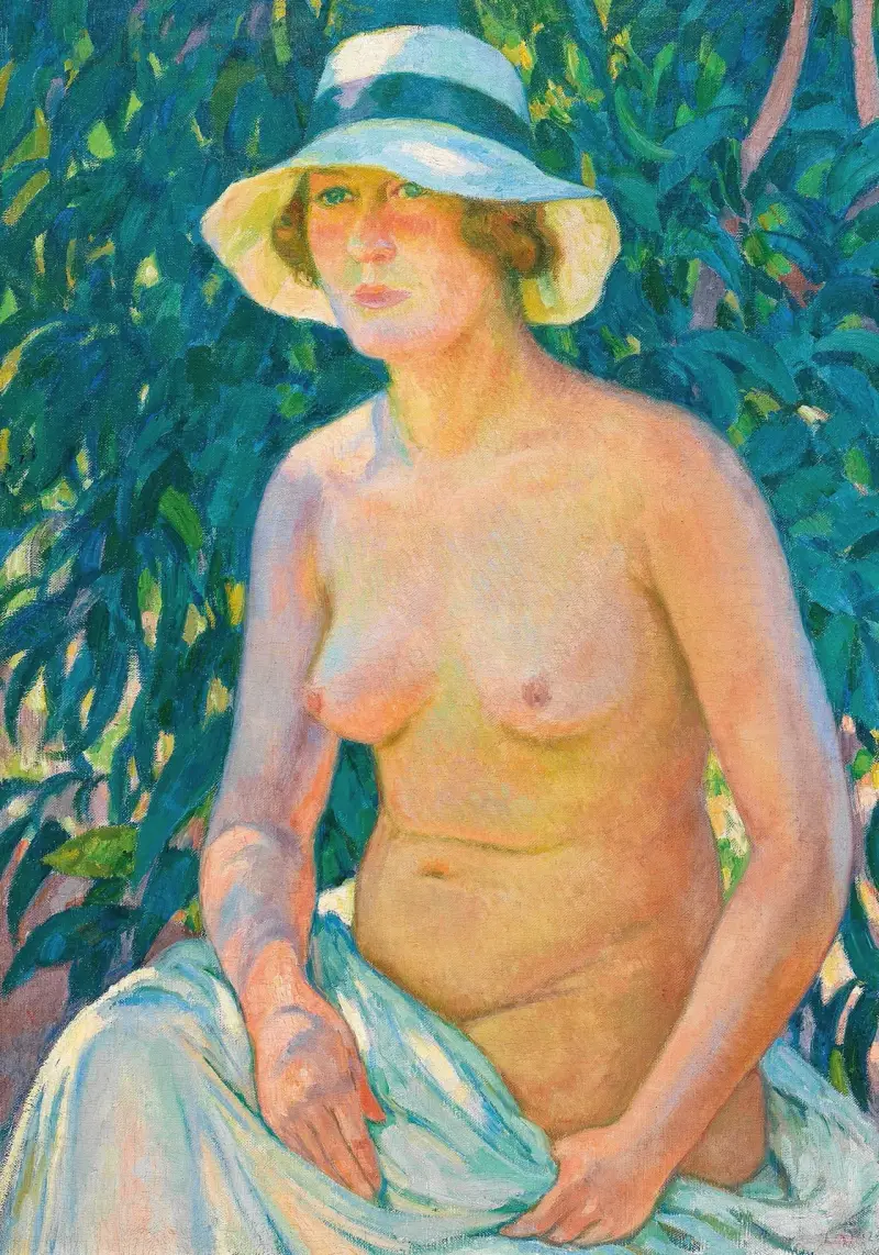 Akt mit Panamahut von Theo van Rysselberghe
