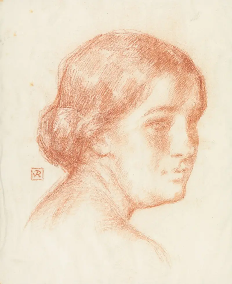 Kvinnoansikte av Theo van Rysselberghe