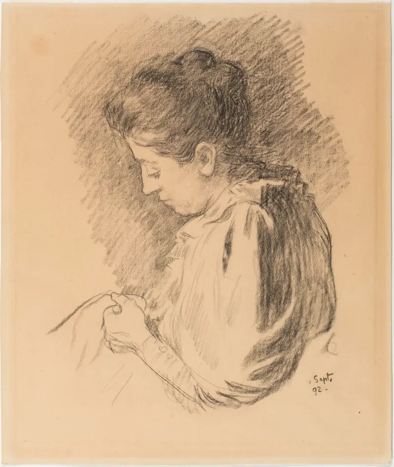 Nähende Frau (Maria Van Rysselberghe-Monnom) von Theo van Rysselberghe