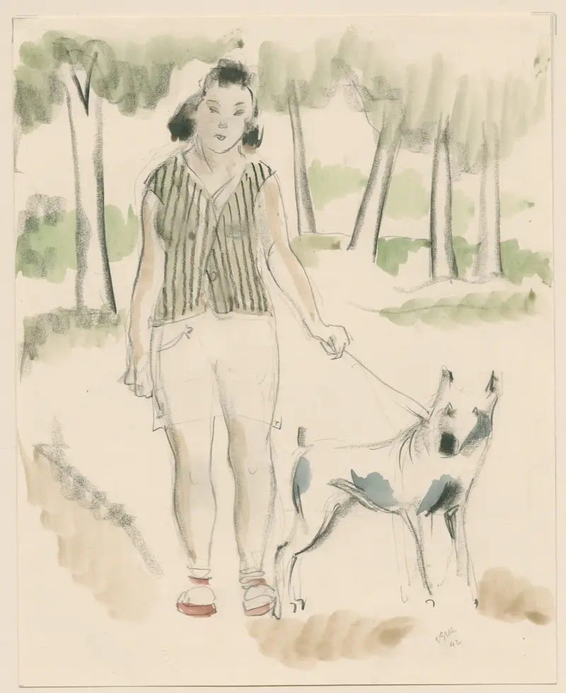 Flicka med hund av Henri Van Straten