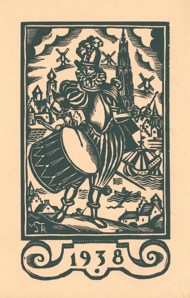 Nyårsönskan från staden Antwerpen för år 1938 av Henri Van Straten