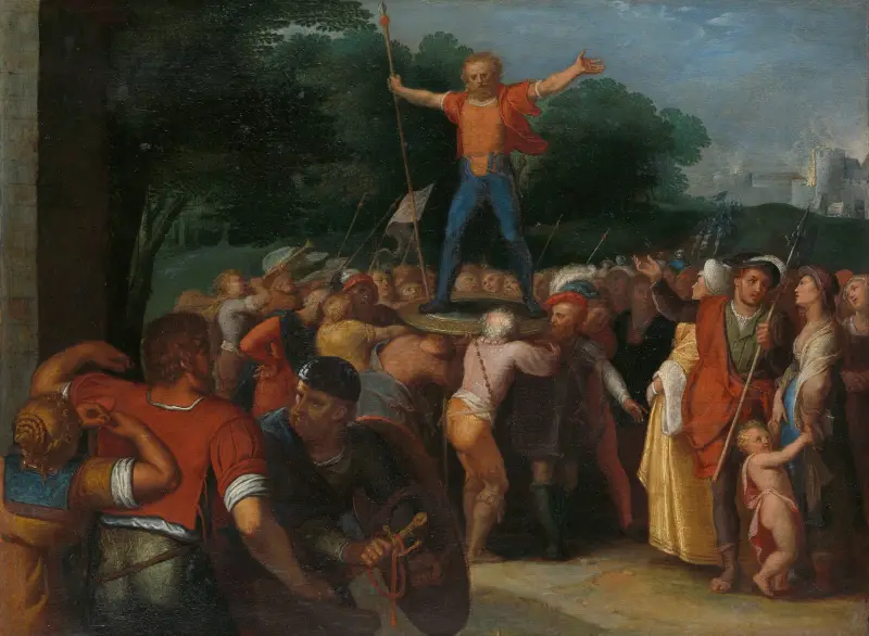 Brinno auf dem Schild erhoben von Otto van Veen