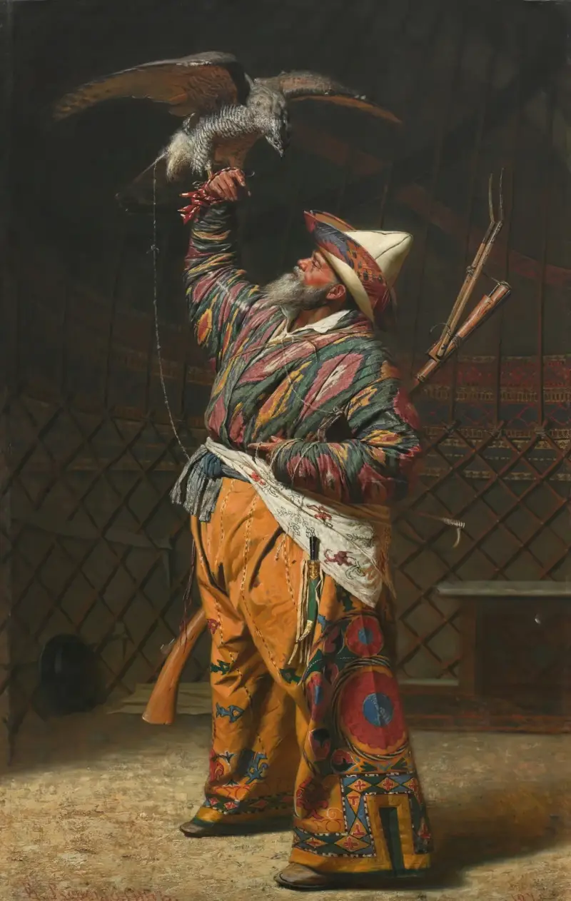Ein reicher kirgisischer Jäger mit Falken von Vasily Vereshchagin