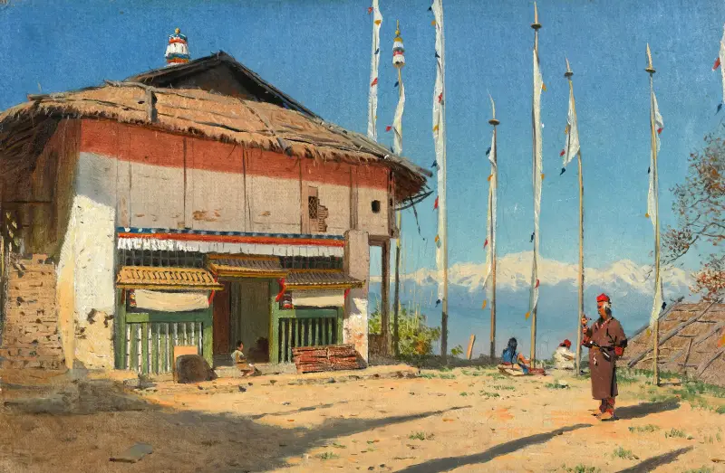 Buddhistischer Tempel in Darjeeling. Sikkim. von Vasily Vereshchagin