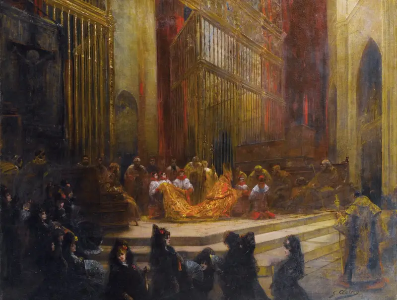 Eleganta i en spansk kyrka av Georges Jules Victor Clairin