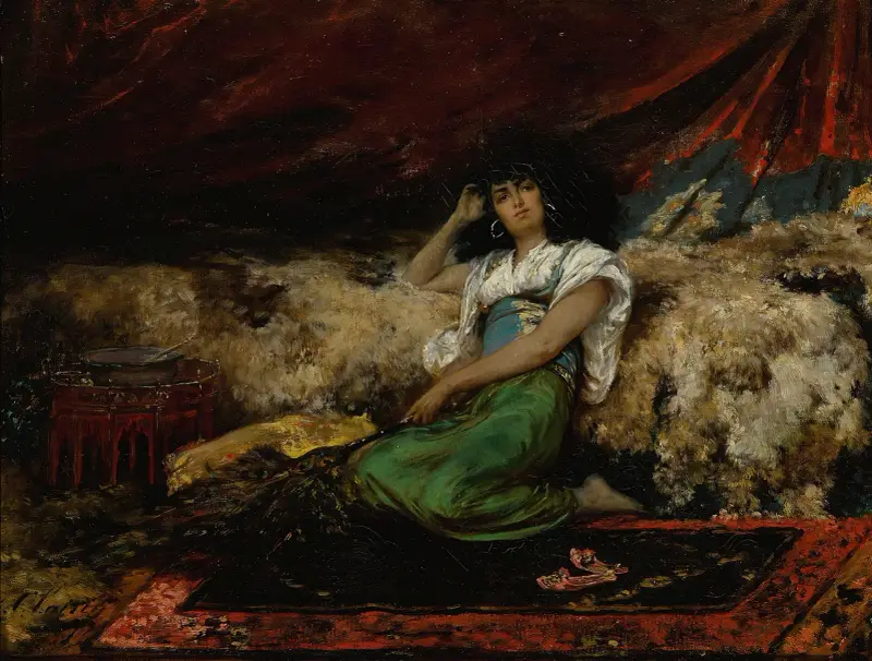 Wachlarz z pawich piór, Georges Jules Victor Clairin