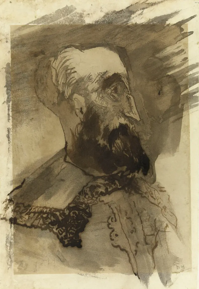 Skäggigt manshuvud av Victor Hugo