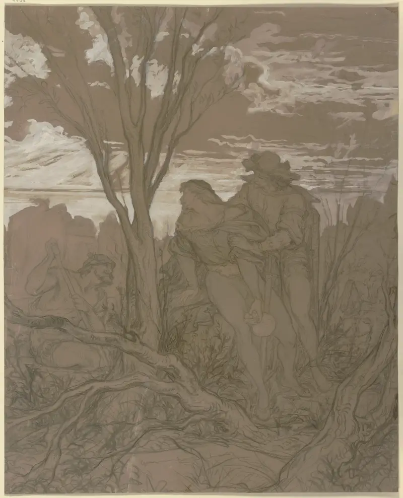 Hamlet och Horatio på kyrkogården av Victor Müller