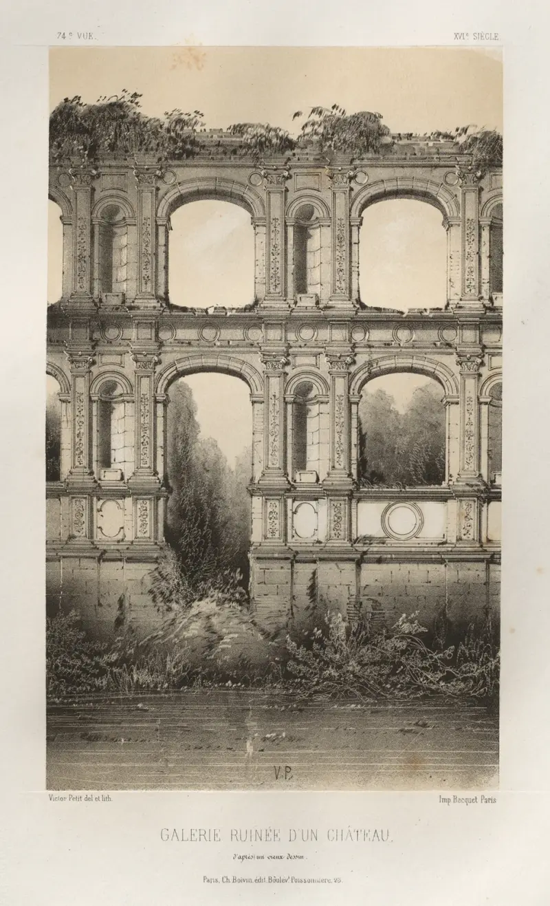 Galerie Ruinée D’Un Château, d’aprés un vieux dessin av Victor Petit