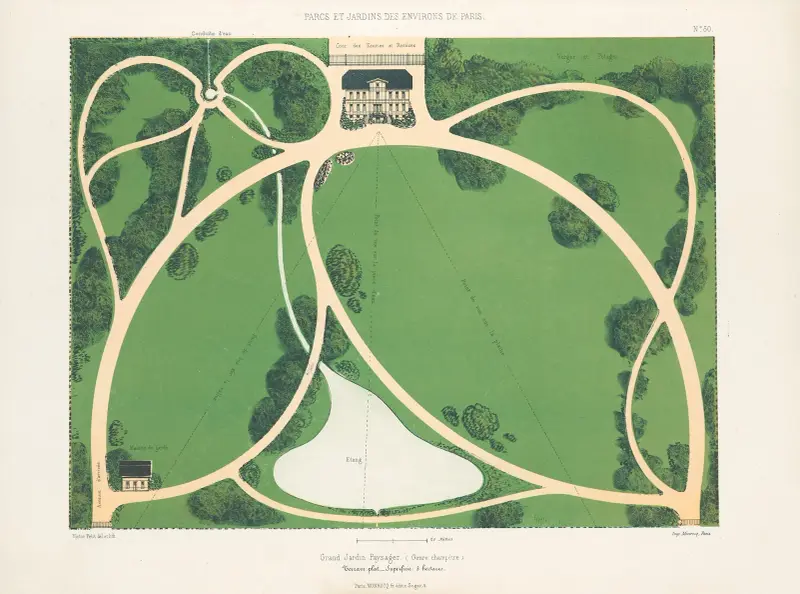 Großer Landschaftsgarten (ländliche Szene) von Victor Petit