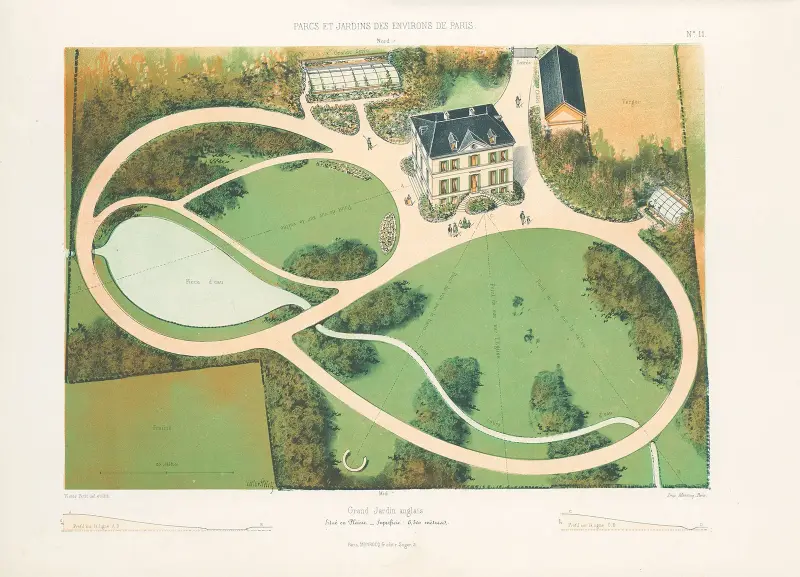 Großer Garten (englischer Stil) in der Ebene gelegen von Victor Petit