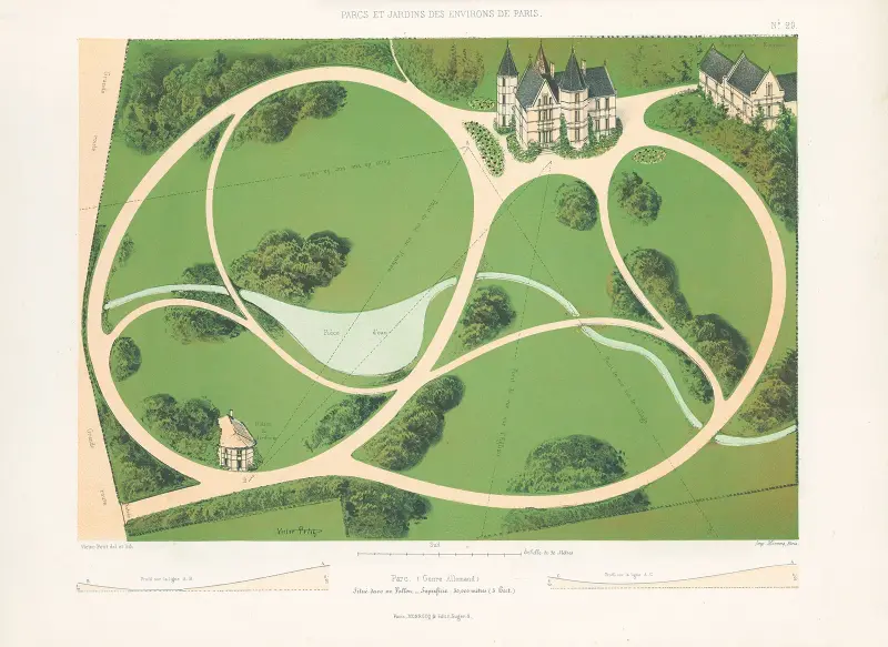Park (deutscher Stil) in einem Tal – Nr. 1 von Victor Petit