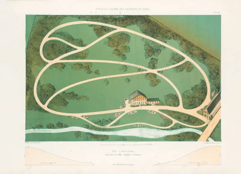 Park (Schweizer Genre) in einem Tal von Victor Petit