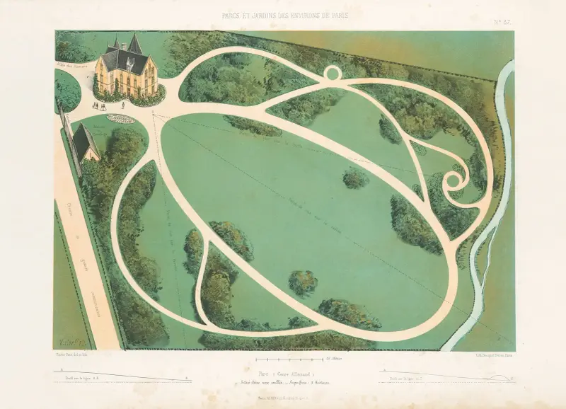Park (deutscher Stil) in einem Tal gelegen von Victor Petit