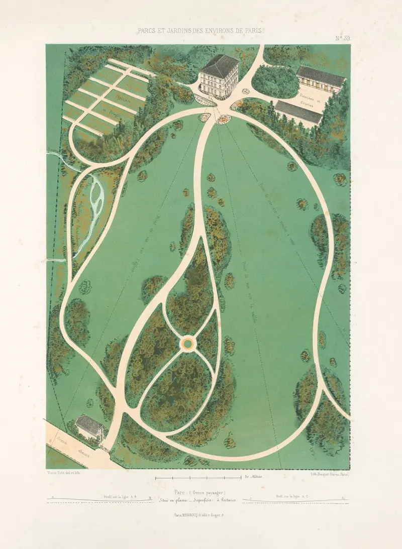 Park (mit Landschaft) in der Ebene gelegen von Victor Petit