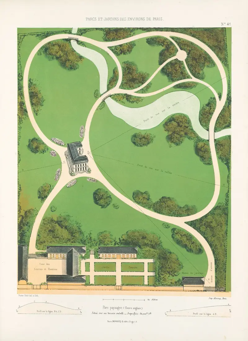 Park im englischen Stil auf unebenem Gelände von Victor Petit