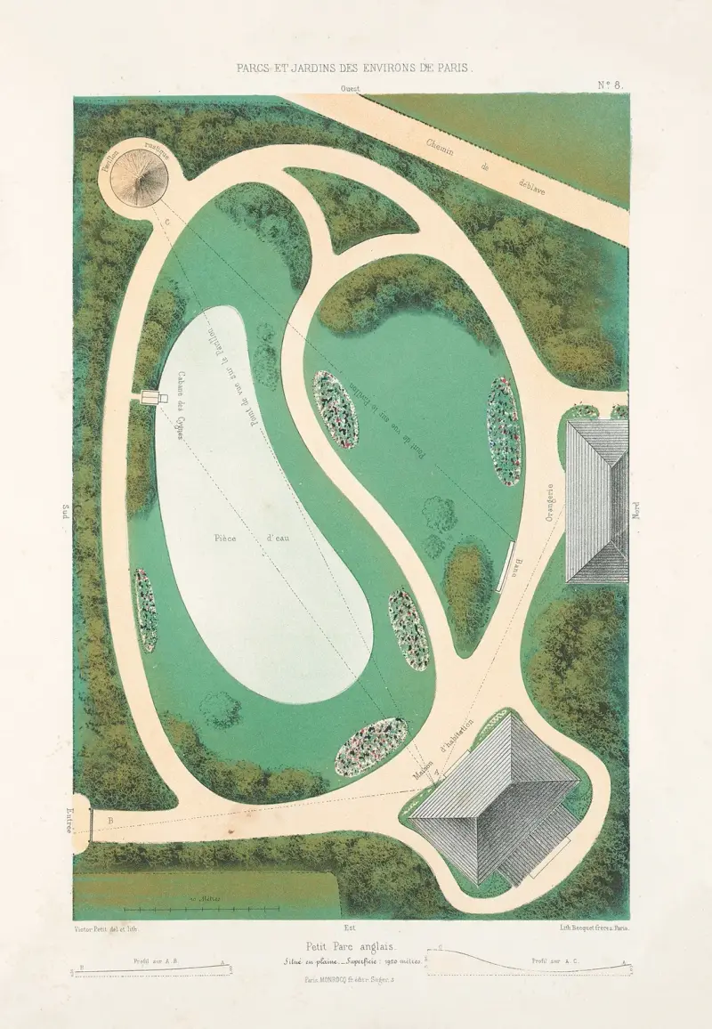 Kleiner Park im englischen Stil in der Ebene von Victor Petit