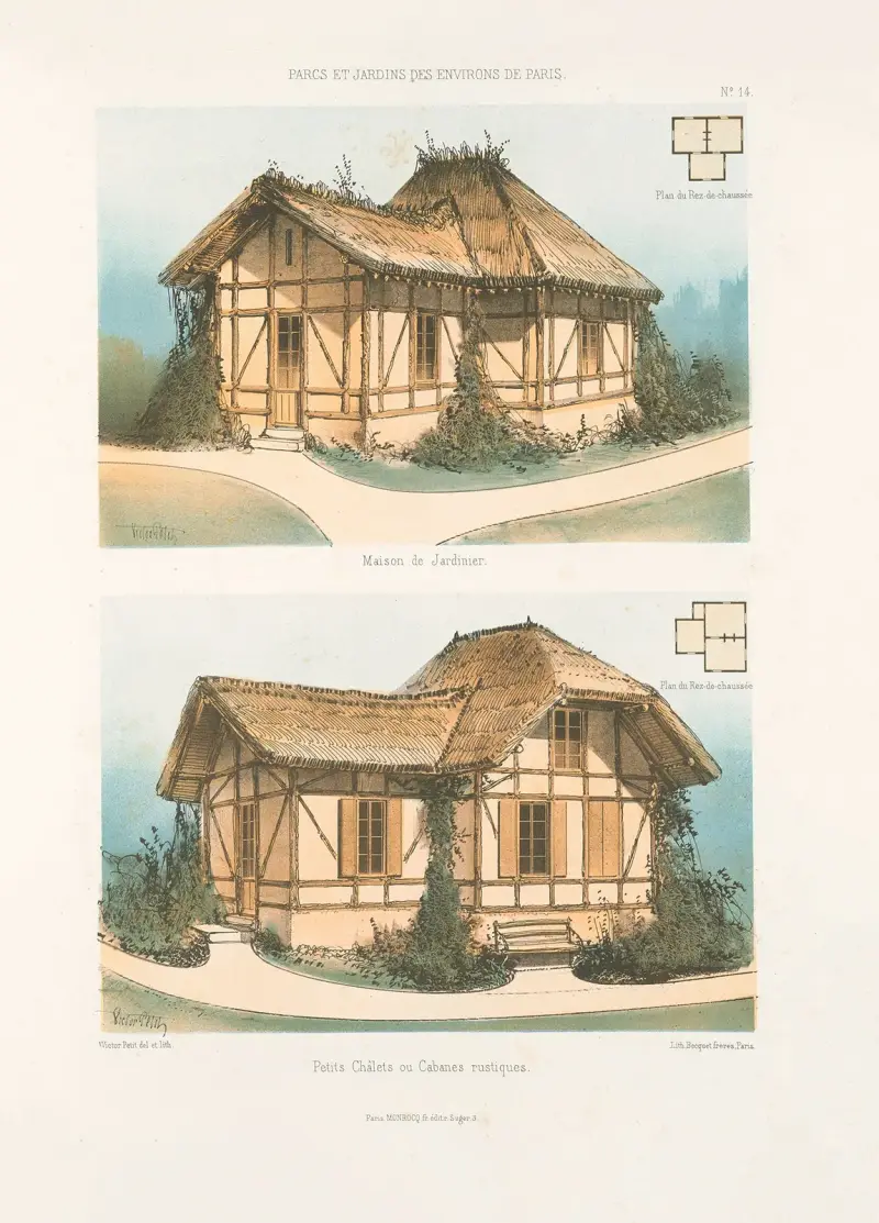 Kleine Hütten oder rustikale Hütten von Victor Petit