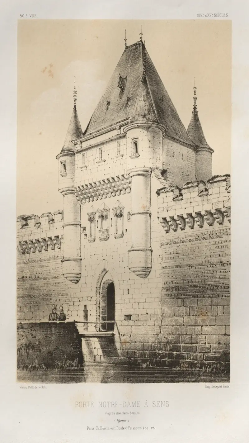 Porte Notre-Dame in Sens (Yonne), nach älteren Zeichnungen von Victor Petit