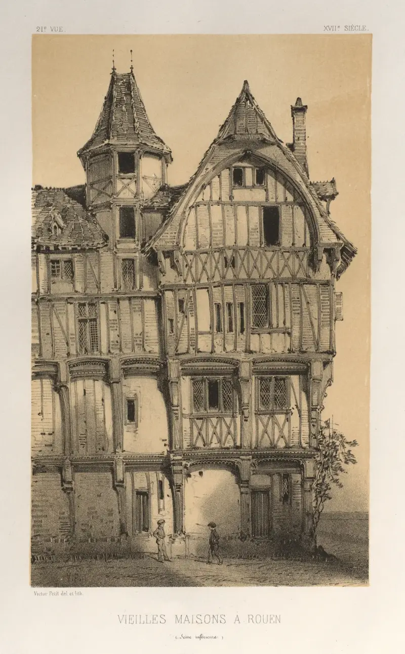 Alte Häuser in Rouen (Seine-Inférieure) von Victor Petit