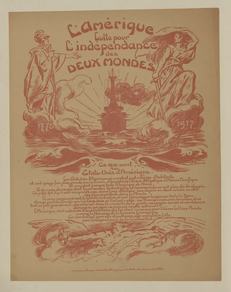 L’Amérique lutte pour l’indépendance des deux mondes av Victor Prouvé