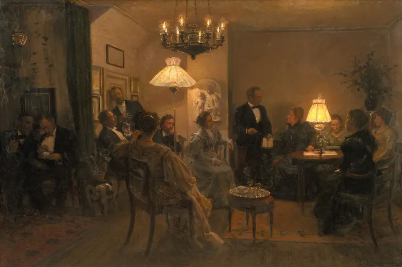 Aftenselskab i mit hjem av Viggo Johansen