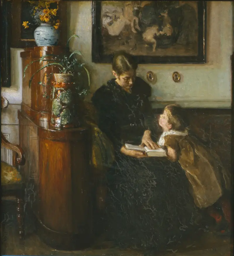 Moder skal læse Kunstnerens hustru og barn av Viggo Johansen