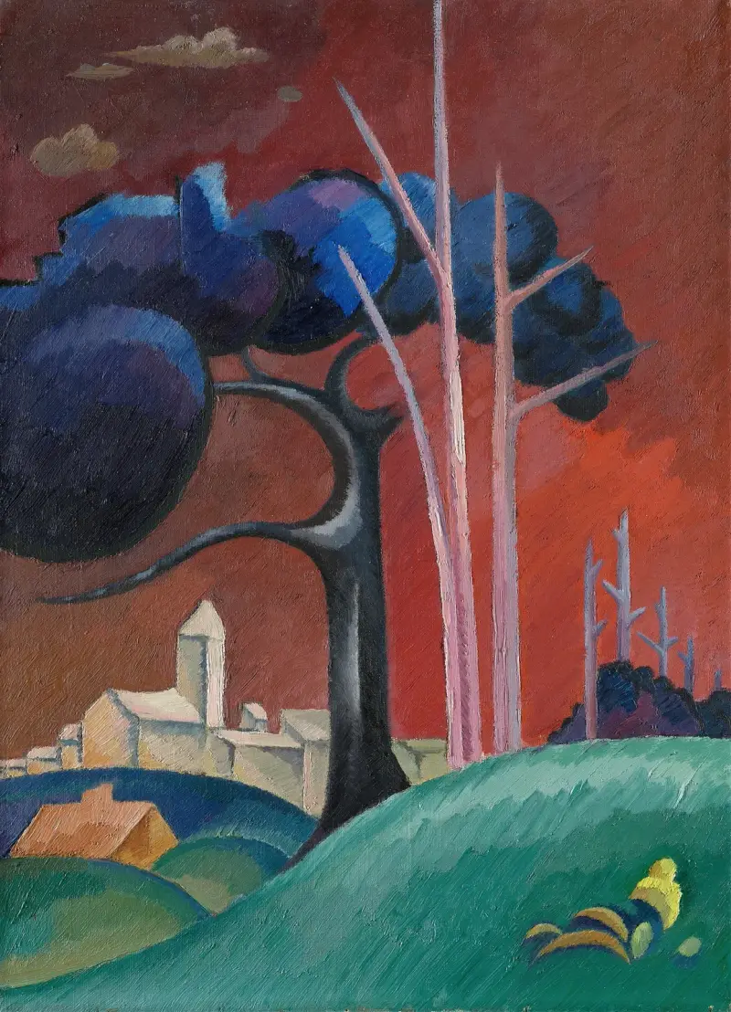Landscape with Factory by Lake, II av Viking Eggeling