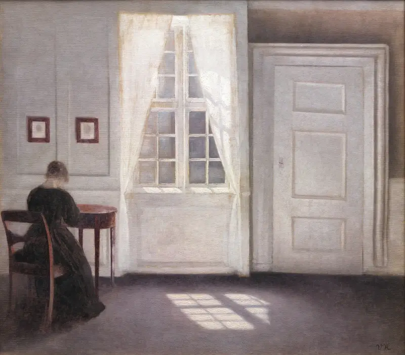 Interiör i Strandgade, solljus på golvet av Vilhelm Hammershøi