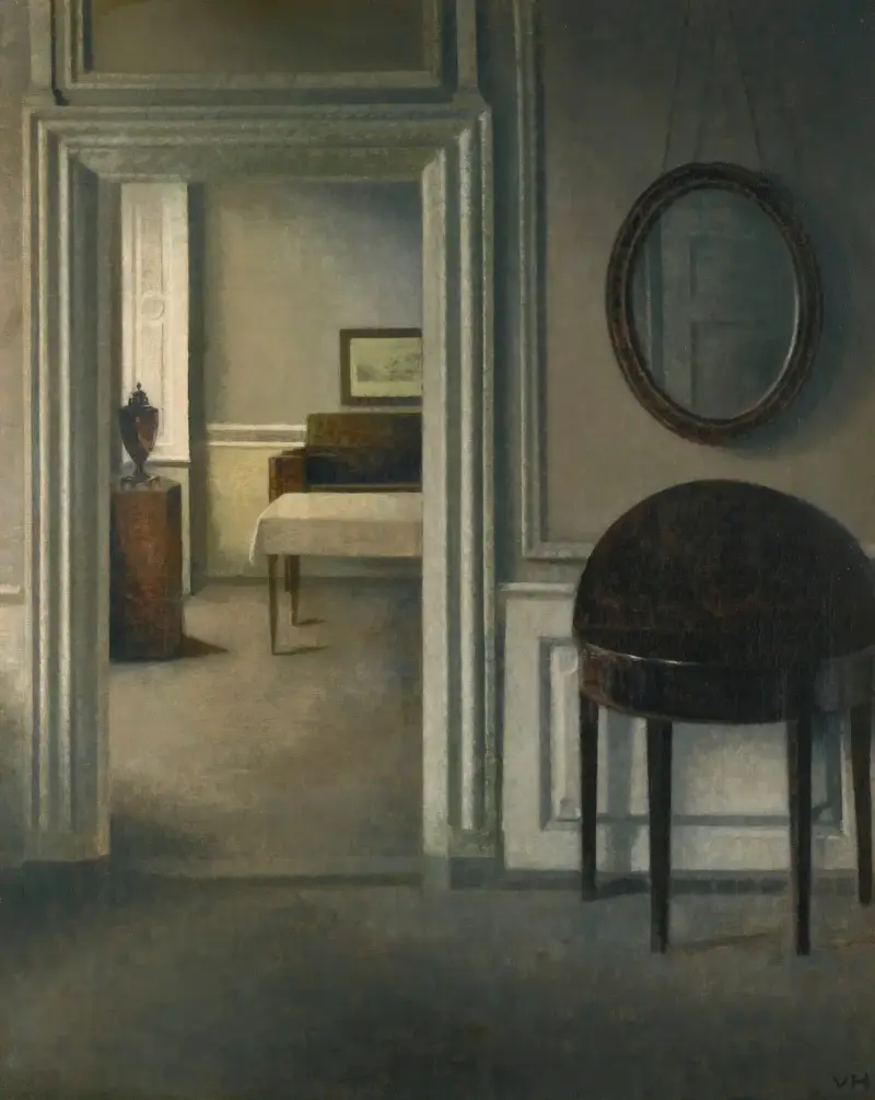Interiér se zrcadlem, Vilhelm Hammershøi