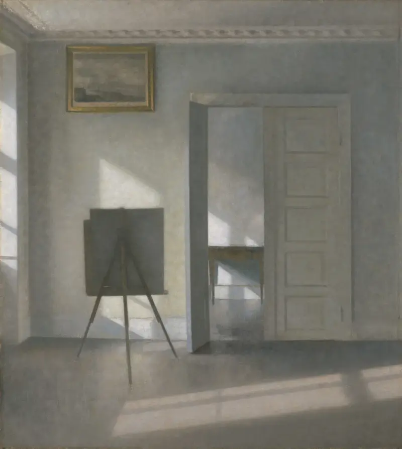 Interior with an Easel, Bredgade 25 av Vilhelm Hammershøi