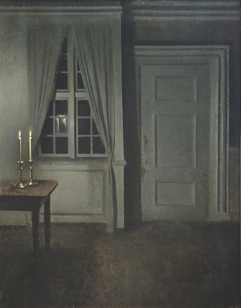 Interiér se dvěma svíčkami, Vilhelm Hammershøi