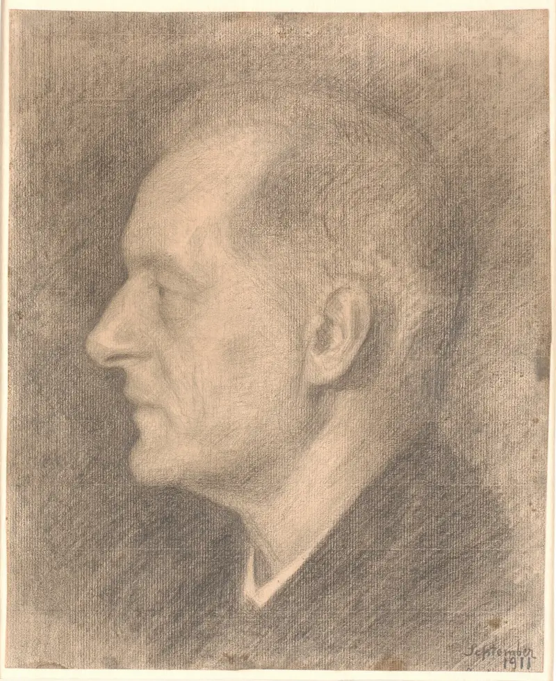 Portræt af Alfred Bramsen, profil mv av Vilhelm Hammershøi