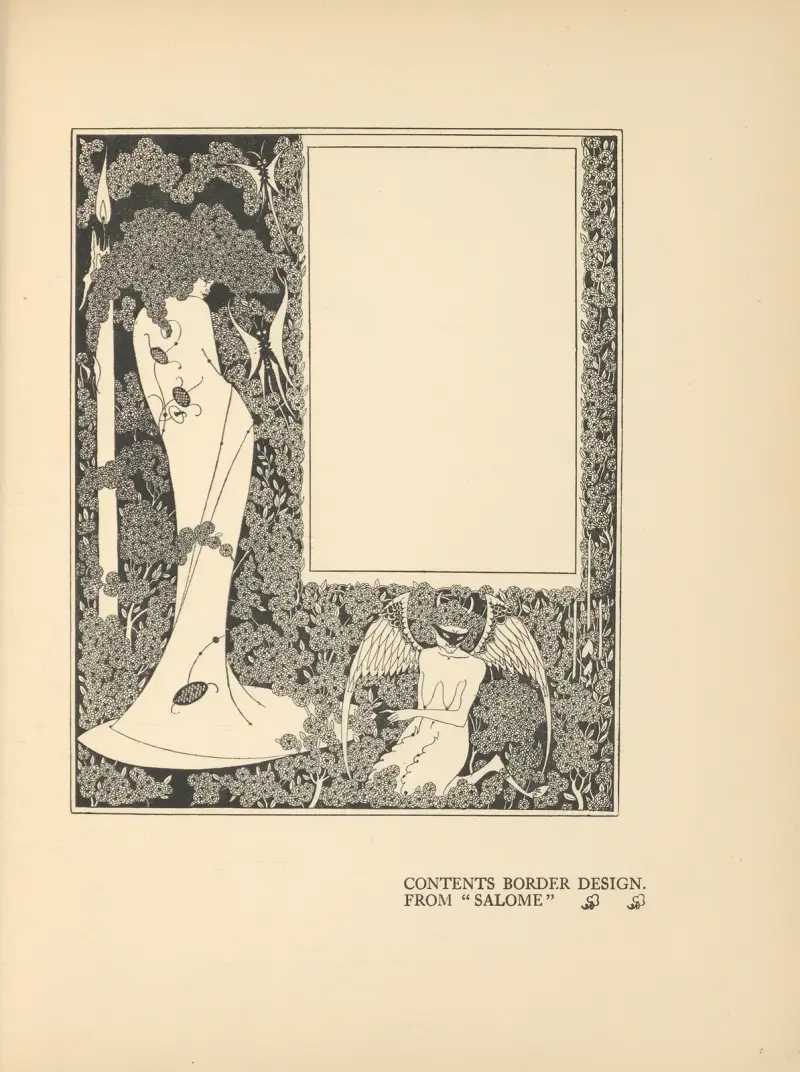 Rahmenentwurf für das Inhaltsverzeichnis. Aus „Salome“ von Aubrey Vincent Beardsley