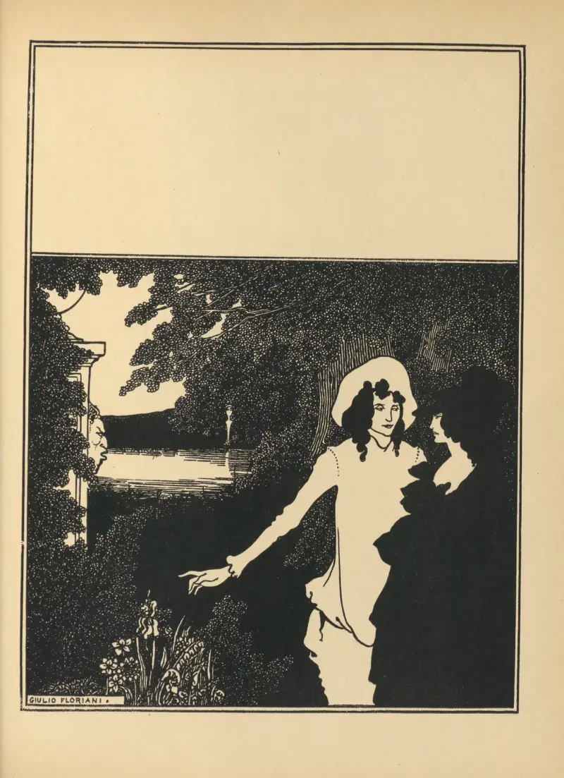 Omslagsdesign. Ur 'The Savoy' nr 5 av Aubrey Vincent Beardsley