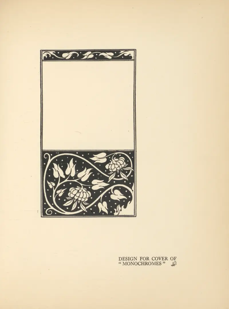 Omslagsdesign för 'Monochromes' av Aubrey Vincent Beardsley