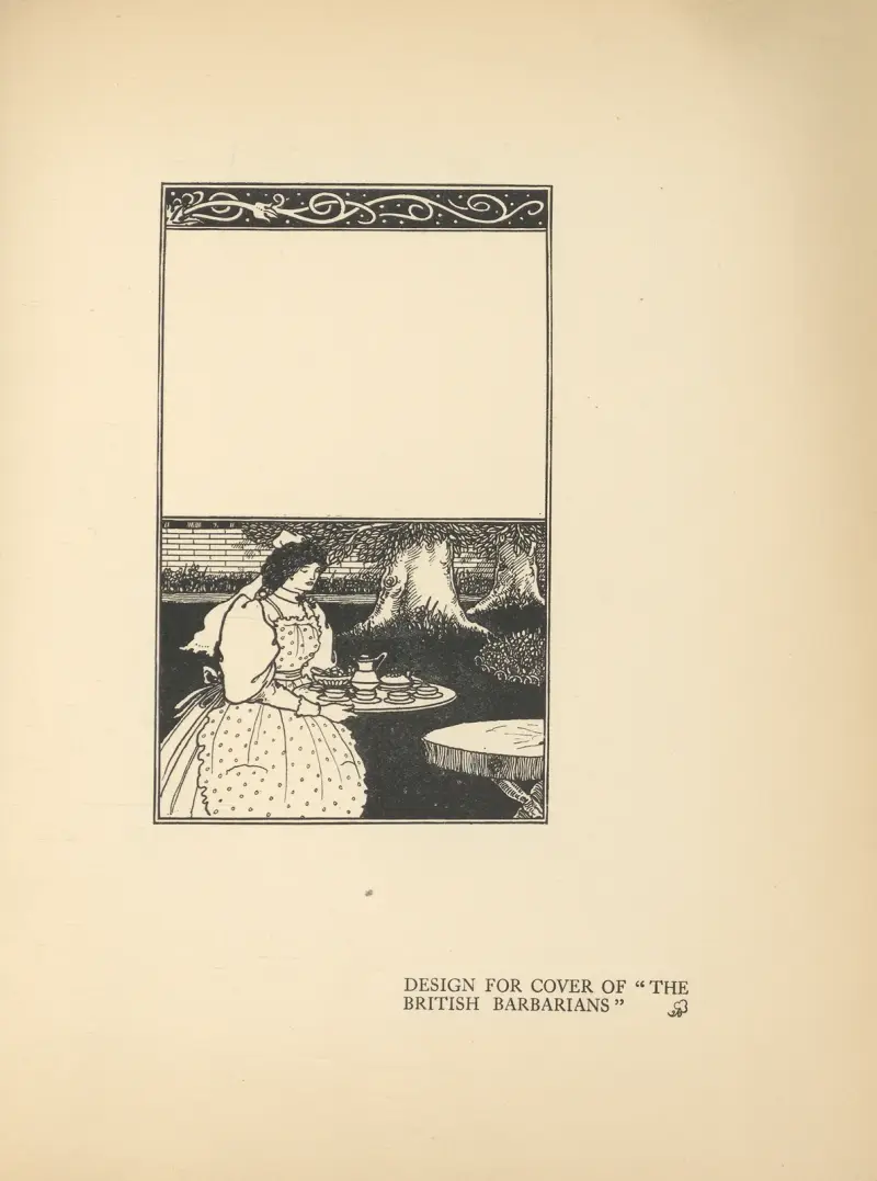 Design for cover of ‘The British Barbarians’ av Aubrey Vincent Beardsley