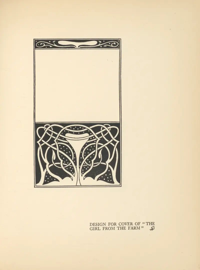 Design for cover of ‘The Girl From The Farm’ av Aubrey Vincent Beardsley