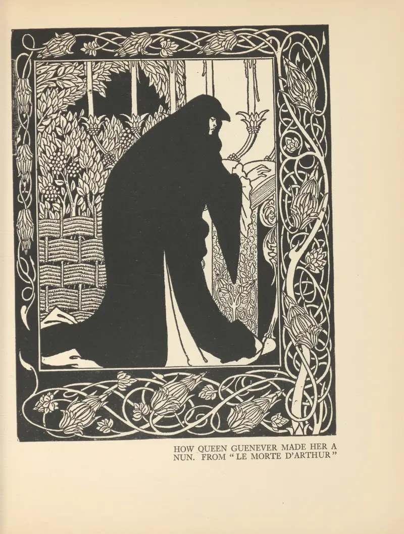 Hur drottning Guenever blev nunna. Ur ”Le Morte d’Arthur” – nr 1 av Aubrey Vincent Beardsley